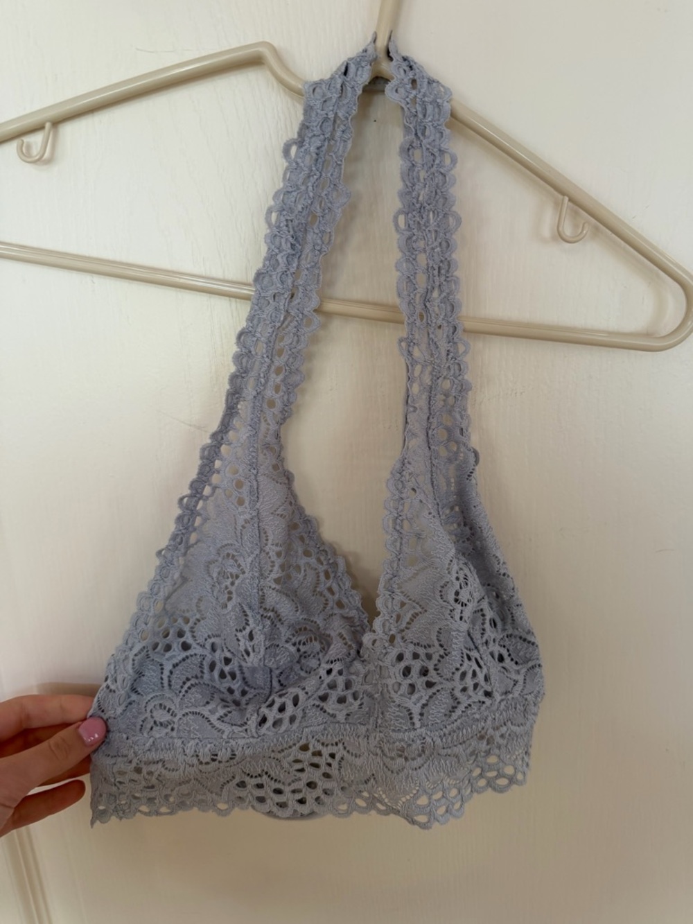 Lace Halter Bralette in Light Gray